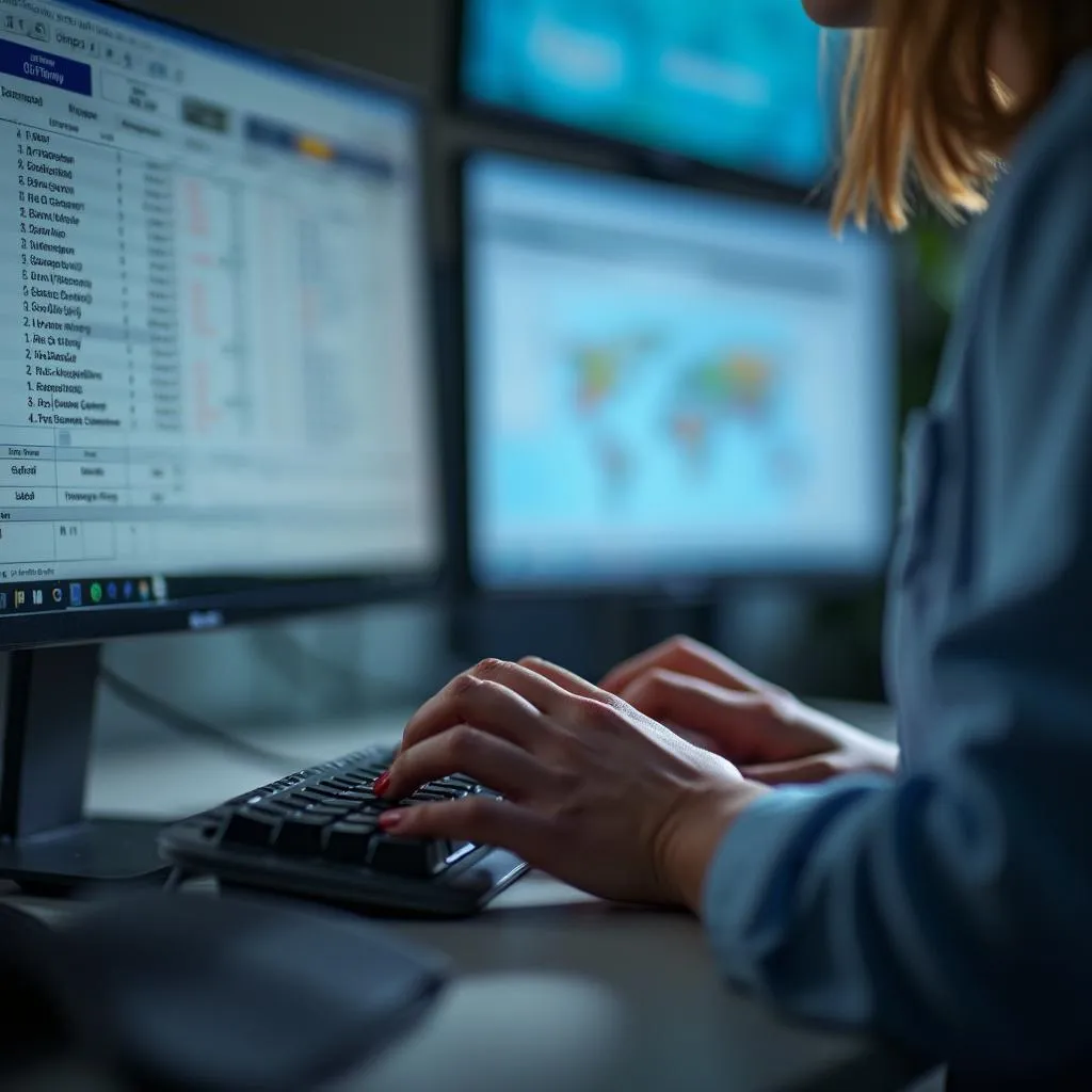 Staff member using advanced tracking system on computer